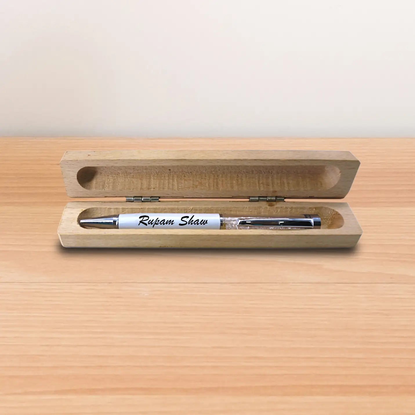 Personalized Engraved Metal Pen with Wooden Box